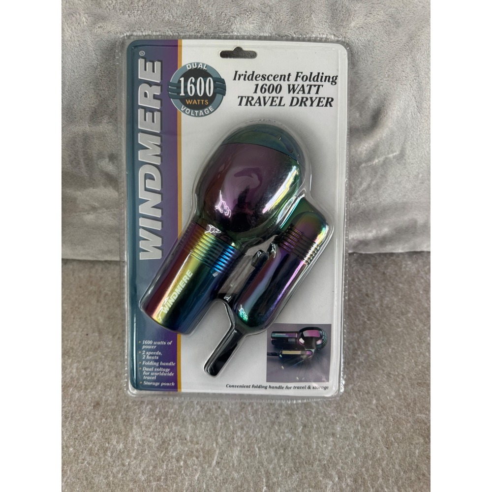 Windmere Iridescent Folding 1600 Watt Travel Hair Dryer Dual Voltage EF-16-ICP